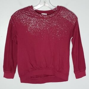 Splendid burgundy silver sparkle metallic hi/lo pullover sweatshirt girls 10